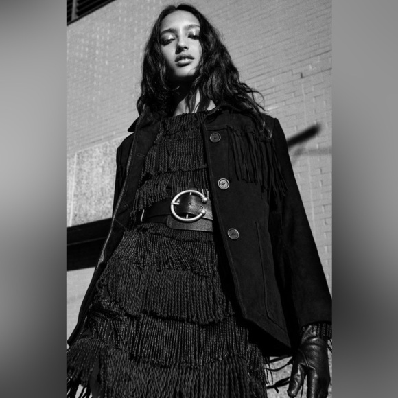 NWT ZARA FRINGE MINI DRESS ZW COLLECTION SIZE S - Picture 5 of 11